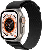 Mobigear Nylon Watch bandje geschikt voor Apple Watch Bandje Gespsluiting | Mobigear RidgeRelay - 49/45/44/42 mm - Zwart