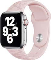 Mobigear Siliconen Watch bandje geschikt voor Apple Watch Bandje Druksluiting | Mobigear Sport Flowers - 41/40/38 mm - Roze