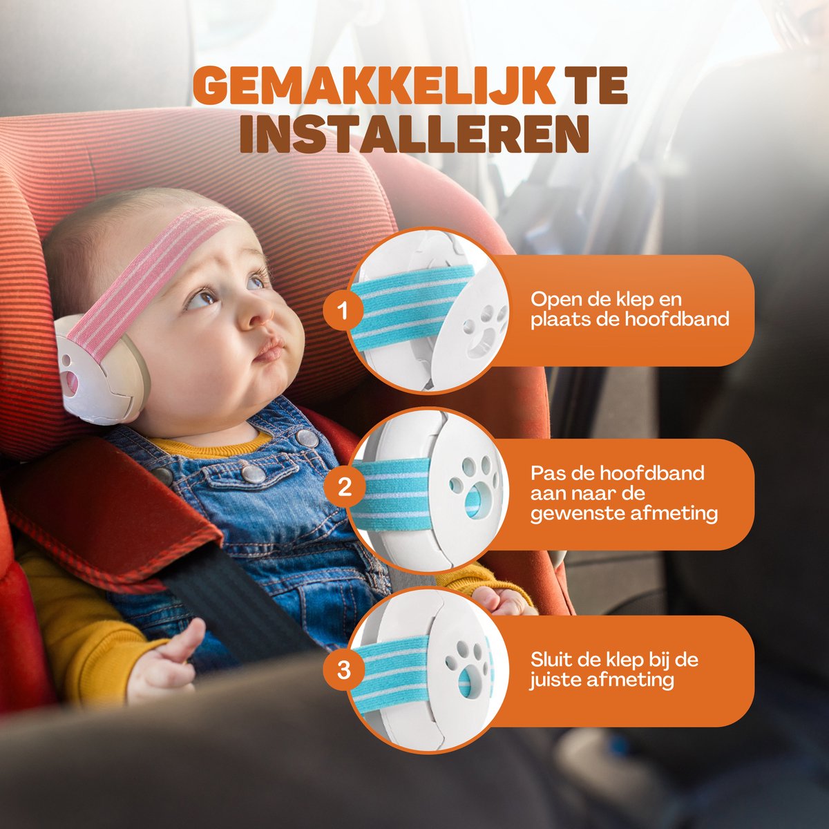 Vulpes Goods® BabyCare - Gehoorbescherming Kinderen PRO - Gecertificeerde Baby Oorkappen - Geschikt voor Baby en Peuter tot 36 maanden - 25 dB Geluidsreductie voor maximale Gehoorbescherming - Incl. 3 hoofdbanden & reistas – foto 3