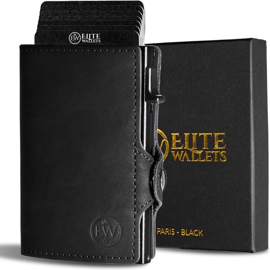 EliteWallets Porte-cartes - Porte-cartes de crédit avec Protection RFID - Porte-cartes - Portefeuille - Porte-cartes extensible - Hommes et femmes - Paris Noir