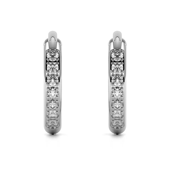 Semyco® Boucles d'oreilles en argent femme Nova - Boucles d'oreilles Or blanc 14 carats PVD - Zircone Earcandy 12 mm - Boucles d'oreilles coquelicot Fille - Cadeau pour petite amie - Klein taille