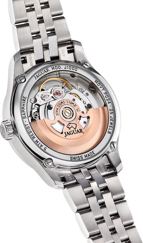 RORIOS Mechanisch automatisch horloge voor heren, met armband van roestvrij staal, oplichtend, modieus, waterdicht, polshorloge voor heren, Blauw, L, Armband