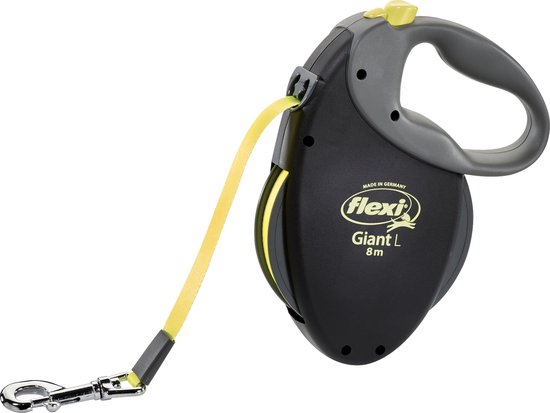 Flexi Giant Tape - Hondenriem - Zwart/Geel - L - 8 meter - voor honden tot 50 kg