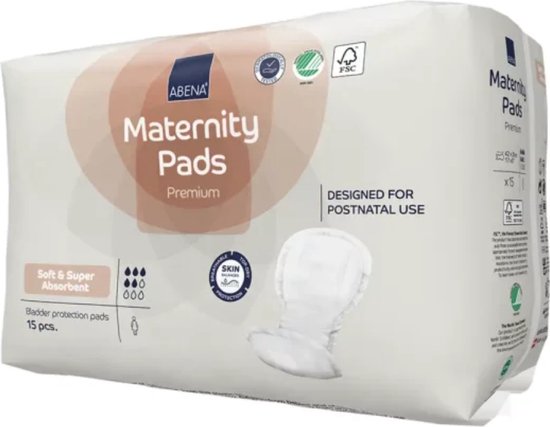 Abena Kraamverband Premium- 15 stuks - Sterk Absorberend - Maximaal comfort - Optimale bescherming - Droog gevoel - Dermatologisch Getest