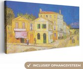Canvas Schilderij Het gele huis - Vincent van Gogh - 80x40 cm - Wanddecoratie