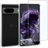 Hoesje geschikt voor Google Pixel 8 + Screenprotector – Gehard Glas Cover + Shock Proof Case – Transparant