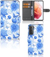 Hoesje voor Geschikt voor Samsung Galaxy S21 Flowers Blue