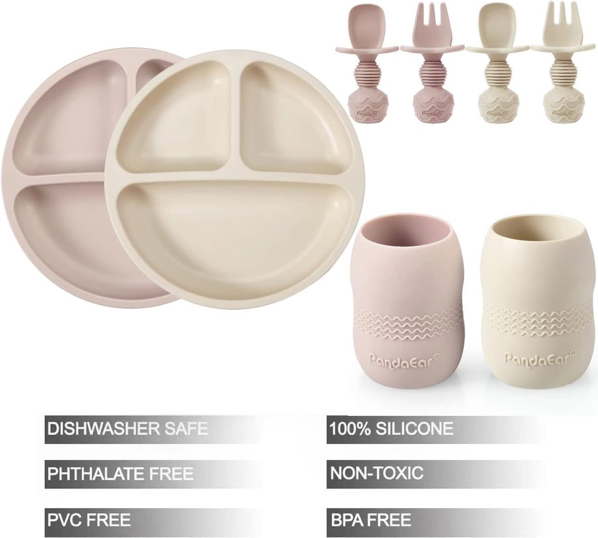 Cuillères pour bébé en silicone et ensemble d'alimentation à la fourchette  – PandaEar