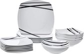 Bol.com Basics 18-delige keukenserviesset - vierkante borden kommen - servies voor 6 personen moderne balken aanbieding