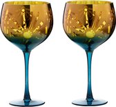 Artland set van 2 cocktail Gin glazen uit de Fiesta collectie - oranje geel blauw - 70 CL 22 cm