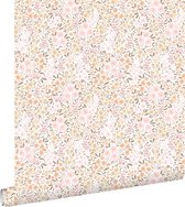 ESTAhome papier peint fleurs rose tendre et beige - 139533 - 53 cm x 10,05 m