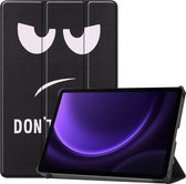 Case2go - Tablet hoes geschikt voor Samsung Galaxy Tab S9 FE Plus (2023) - Tri-fold Case - Don't Touch Me