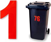 Reflecterend huisnummer kliko sticker - nummer 1 - rood - container sticker - afvalbak nummer - vuilnisbak - brievenbus - CoverArt