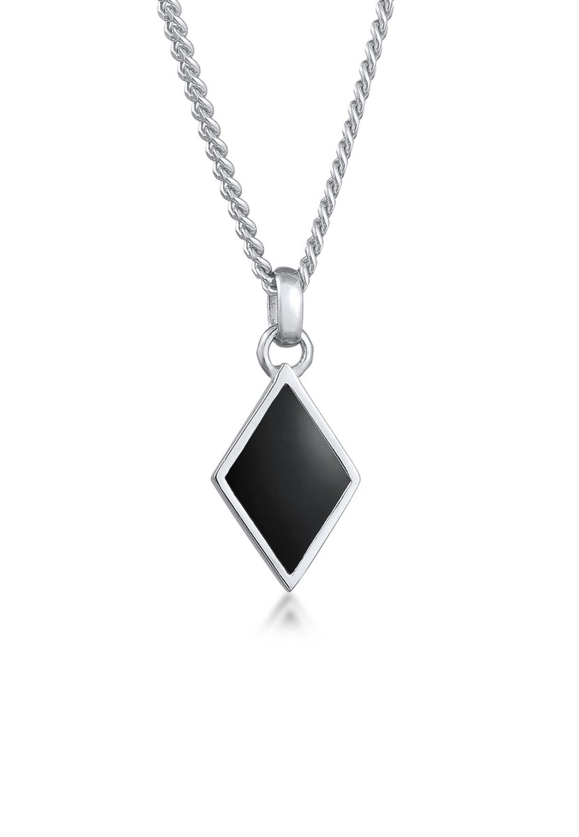 KUZZOI - Halsketting - Heren Rhombus Hanger Geo met Email in 925 Sterling Zilver - Dames
