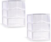 Caisson à tiroirs/organiseur de bureau PlasticForte - 2x - 3 tiroirs - transparent - L26 x L37 x H37 cm