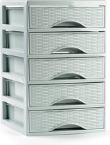 Plasticforte Caisson à tiroirs/organiseur de bureau avec 5x tiroirs - vert menthe - L18 x L21 x H28 cm