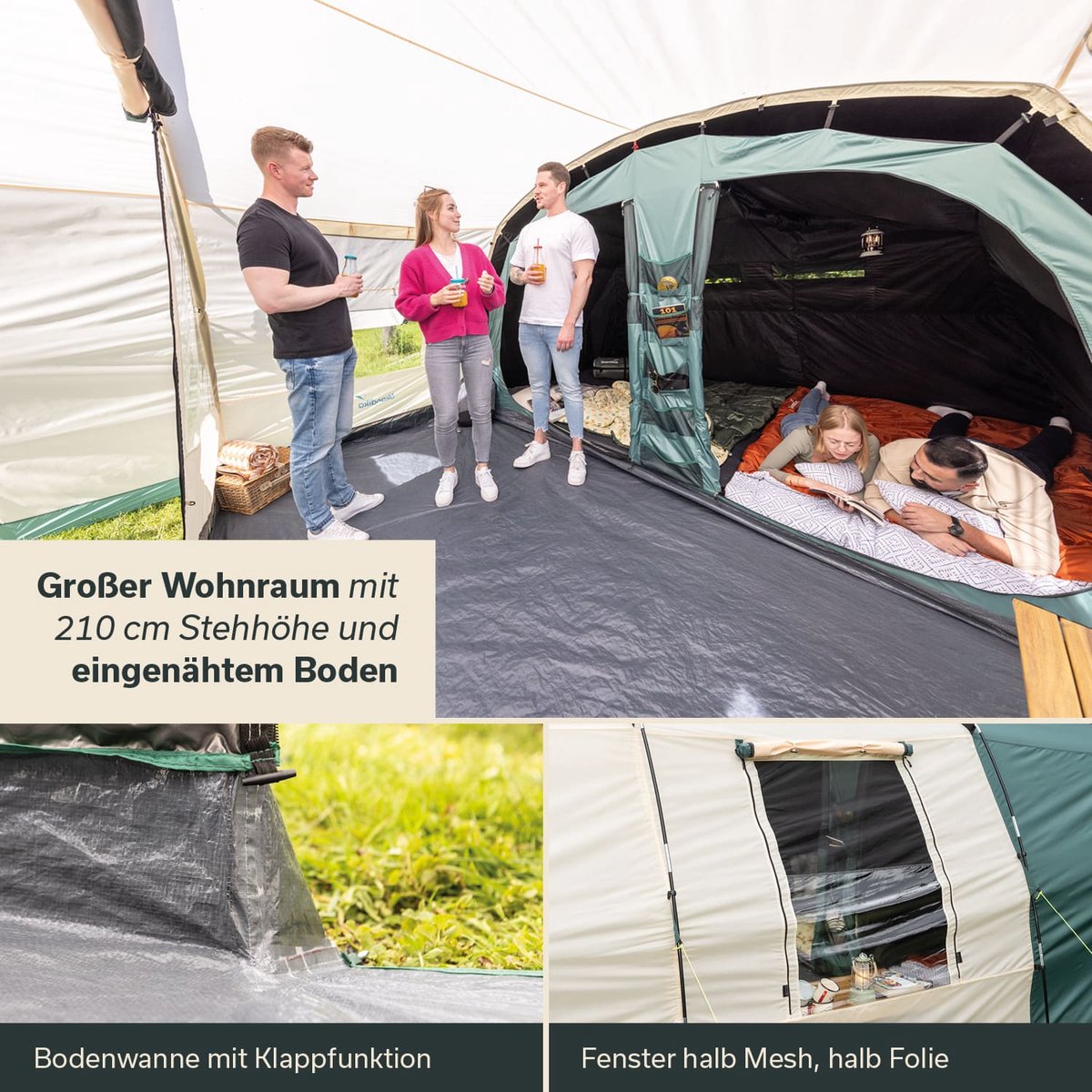 Skandika tunneltent Hafslo 5 Sleeper Protect - Kampeertent voor 5 personen, Sleeper-technologie, canopy-luifel, 5000 mm waterkolom | Grote familietent, tent, outdoor, camping – foto 6
