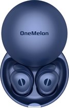 OneMelon Drops - écouteurs sans fil - petits écouteurs - bleu foncé - écouteurs Bluetooth 5.3 pour dormir - modes ANC et Transparence - microphone ENC - commande tactile - pour iPhone et Android - USB-C - chargement sans fil - écouteurs pour dormir