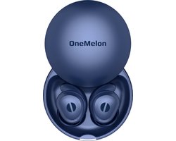 OneMelon Drops - draadloze oordopjes - kleine oordopjes - donkerblauw - bluetooth 5.3 oortjes o.a. voor slapen - ANC en Transparency mode - ENC microfoon - touch bediening - usb-c - draadloos opladen - slaapoordopjes