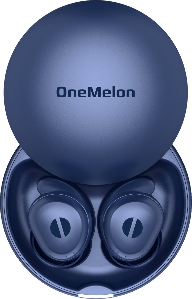 OneMelon Drops - draadloze oordopjes - kleine oordopjes - donkerblauw - bluetooth 5.3 oortjes o.a. voor slapen - ANC en Transparency mode - ENC microfoon - touch bediening - voor iPhone en Android - usb-c - draadloos opladen - slaapoordopjes