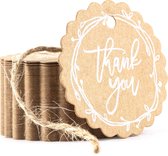Etiquettes cadeaux - corde de chanvre - Cartes de remerciement - 50 pièces