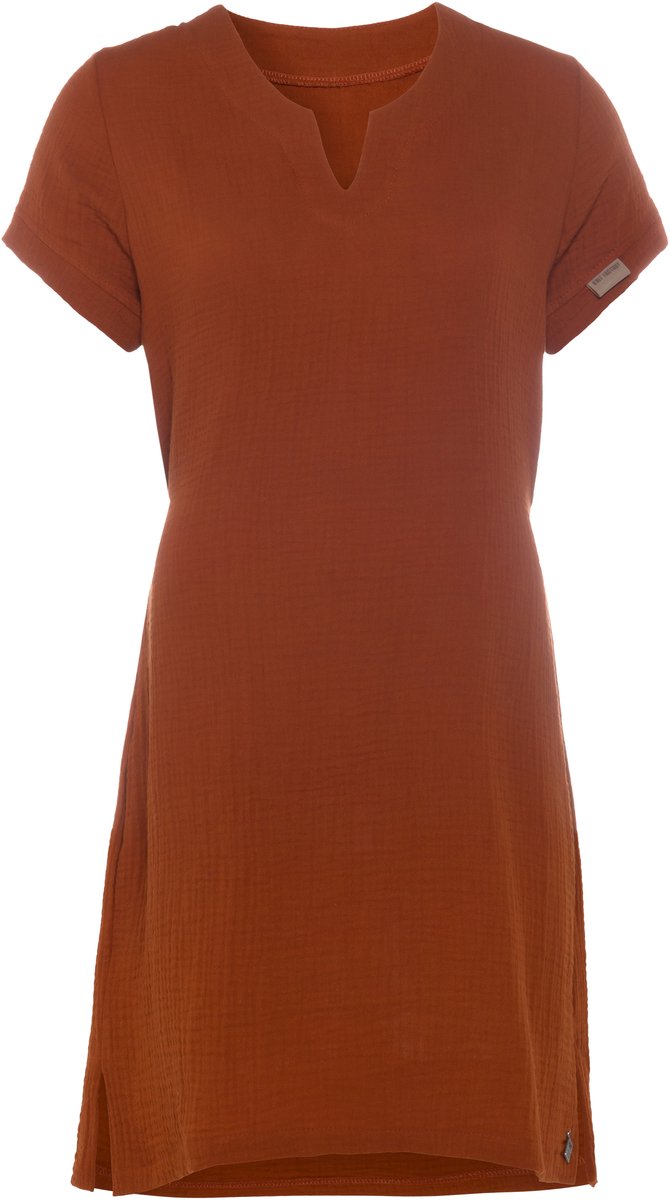 Knit Factory Indy Dames Jurk - Tuniek - Zomerjurk - Strandjurk - Terra - L - 100% Biologisch katoen
