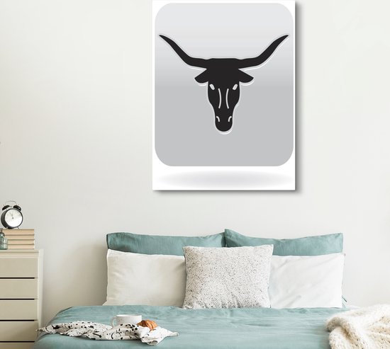 Une icône illustration de la toile Texas Longhorn 120x160 cm - Tirage photo sur toile (Décoration murale salon / chambre) / Animaux de la ferme Peintures sur toile XXL / Groot format!