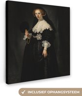 Canvas Schilderij Het huwelijksportret van Oopjen Coppit - Rembrandt van Rijn - 90x90 cm - Wanddecoratie