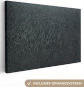Canvas Schilderij Leer - Structuur - Zwart - Groen - Licht - 60x40 cm - Wanddecoratie