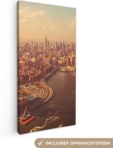 Canvas Schilderij New York - Skyline - Goud - 20x40 cm - Wanddecoratie