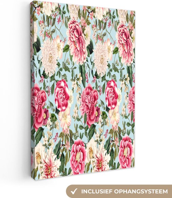 Peintures Fleurs - Collage - Couleurs - 60x90 cm - Décoration murale