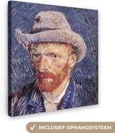 Tableau sur toile Autoportrait au chapeau de feutre gris - Vincent van Gogh - 90x90 cm - Décoration murale