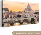 Canvas Schilderij Italië - Skyline - Rome - 40x20 cm - Wanddecoratie