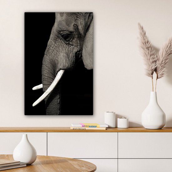 Tableau Toile Éléphant - Animal - Défense - 60x90 cm - Décoration murale