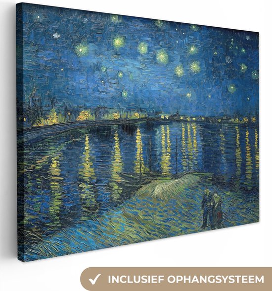 Canvas Schilderij De Sterrennacht - Vincent van Gogh - 120x90 cm - Wanddecoratie
