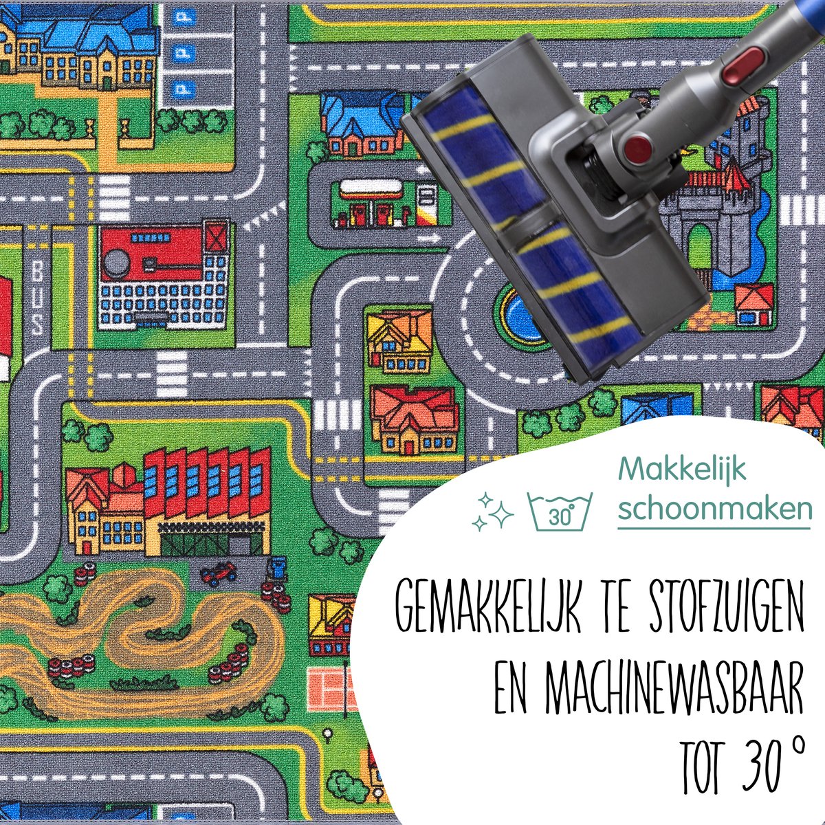 Carpet Studio Playcity Speelkleed - 95x133 cm - Vloerkleed Kinderkamer - Speelmat - Anti-slip Speeltapijt - Verkeerskleed — afbeelding 6