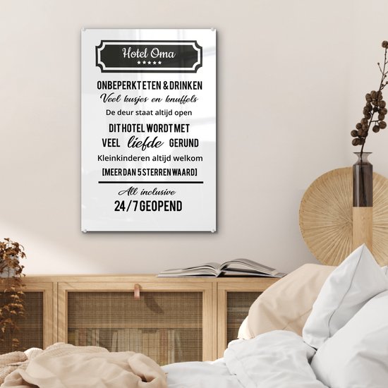 Tableaux sur toile salon - Citation fête des mères ' Hotel Mamie toujours ouvert' - 40x60 cm