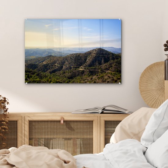 Peinture sur verre - Les montagnes de Trodos à Chypre lors d'une journée ensoleillée - 60x40 cm - Peintures sur Verre Peintures - Photo sur Glas