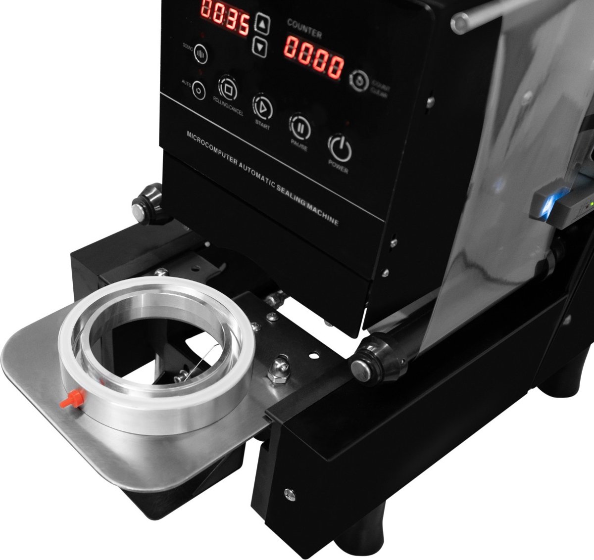 Automatische bekersluitmachine, Bubble Tea Machine 500-650 kopjes/uur Bekerverzegelaar Zwart met digitale bediening, Automatische rolfilmbekerverzegelaar, Plastic bekerverzegelaar met een diameter van