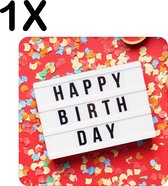 BWK Stevige Placemat - Happy Birthday met Confetti en Slingers - Set van 1 Placemats - 40x40 cm - 1 mm dik Polystyreen - Afneembaar