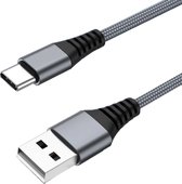 Nylon USB Type-C Kabel - USB Type-C naar USB-A kabel - 0.25m - USBC4-0.25 - Grijs