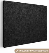 Canvas schilderij 160x120 cm - Wanddecoratie Leer - Lederlook - Zwart - Grijs - Print - Muurdecoratie woonkamer - Slaapkamer decoratie - Kamer accessoires - Schilderijen