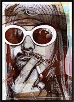 Kurt Cobain print 51x71 cm *ingelijst & gesigneerd