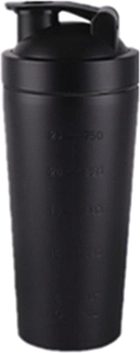 Goedkoopste Proteïne Shaker, Roestvrij Staal, 750 ml, Sport, Fitness, Proteïne Shaker, Proteïne, Zwart (750 ml (zwart