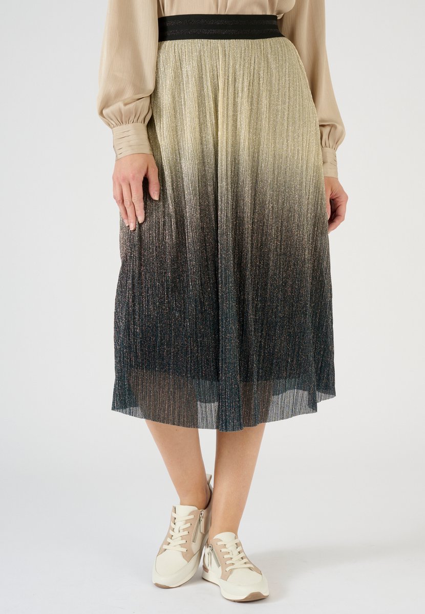 Damart - Plissé-rok met glanseffect - Dames - Zwart - XL