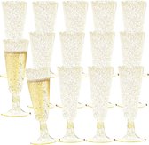 Plastic Champagne Flutes 150 ml Herbruikbare Champagneglazen met Wijnglasmarker Siliconen Plastic Champagneglazen voor Bruiloftsfeestjes Picknicks Buitenshuis (Goud)