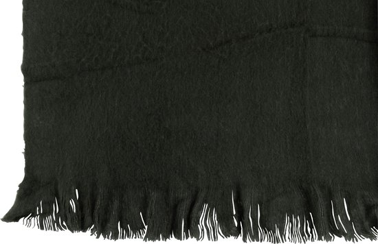 J-Line Plaid franje - polyester - anthracite - 180 x 130 cm - woonaccessoires
