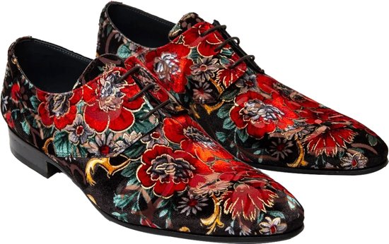 Mascolori Chaussures pour hommes - Feu d'artifice floral - Chaussures pour femmes faites à la main en Cuir - Taille 46