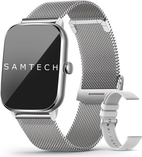 SAMTECH Smartwatch Ultra Thin Pro Serie 5 - Dames & Heren – Sport horloge - Stappenteller, Calorie Teller, Slaap meter, HD – IOS & Android - Grijs / Zilver