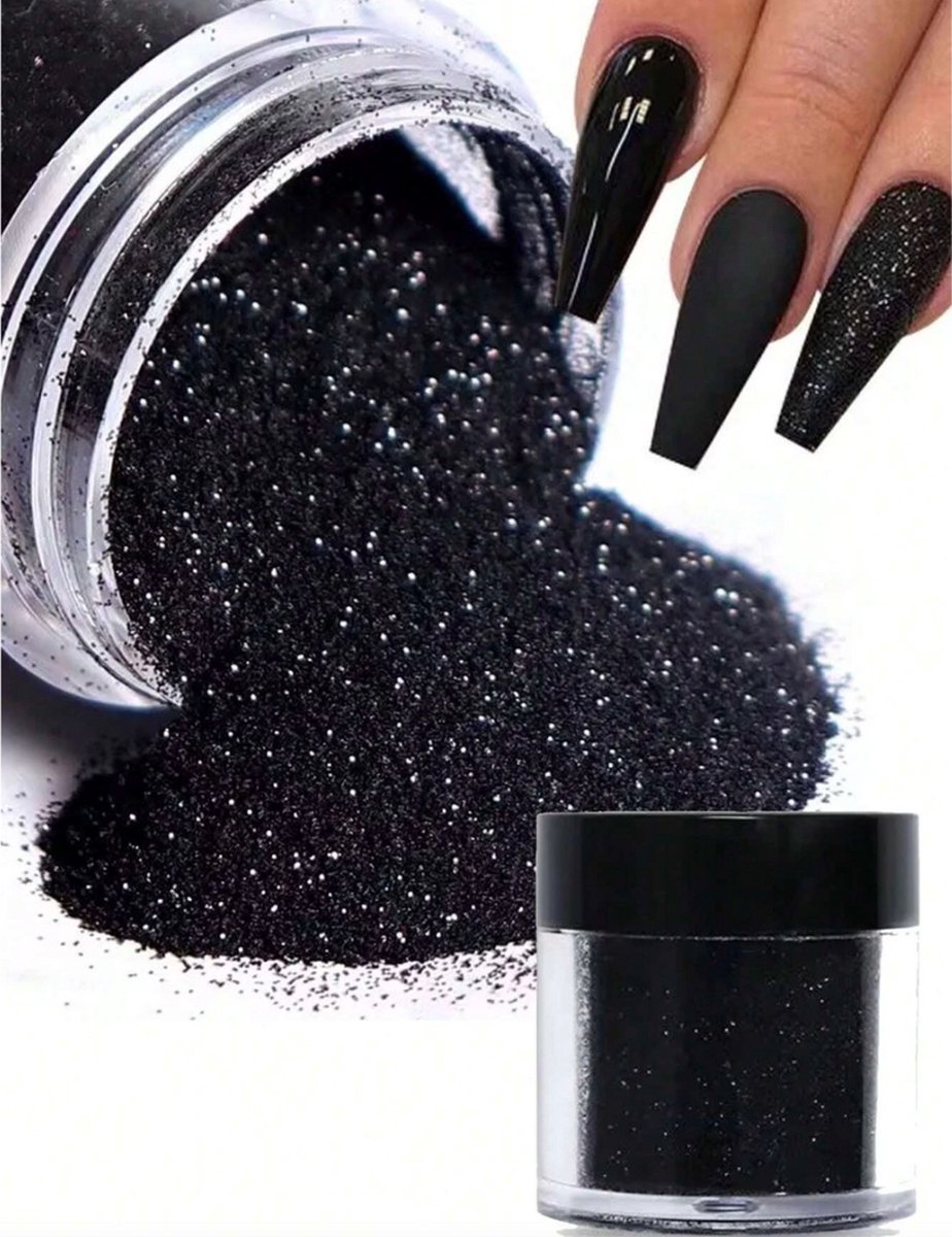 Goedkoopste GUAPÀ® Nail Art Glitter Poeder Set | Nail Art glitters | Nail Art & Nagel Decoratie | Sugar powder Nagels | 1 stuks Zwarte kleur nagelpoeder